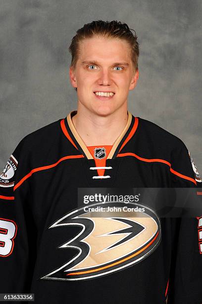 Jakob Silfverberg of the Anaheim Ducks poses for his official headshot for the 2016-2017 season on October 3, 2016 at Honda Center in Anaheim,...