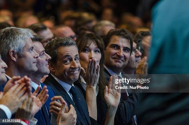 Nicolas Sarkozy running the primary elections for presidential 2017, the ex-president talking at the grand meeting of paris at &quot; le Zenith&quot;...