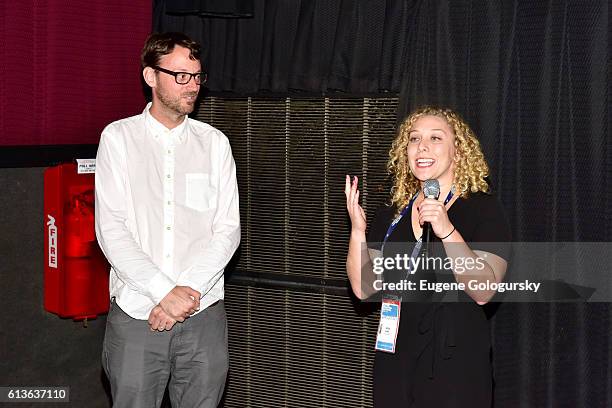 Director Jessie Auritt and David Nugent speak at the Supergirl screenign during the Hamptons International Film Festival 2016 at UA East Hampton...