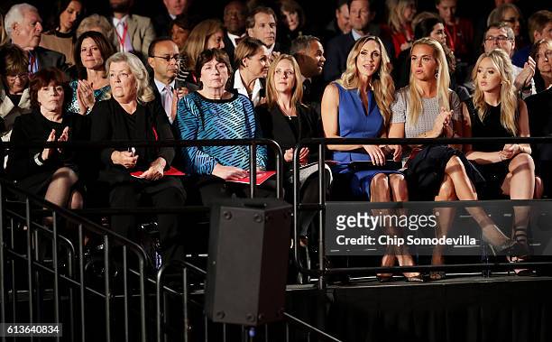 Kathleen Willey, Juanita Broaddrick, Kathy Shelton, a guest, Republican presidential nominee Donald Trump's daughters-in-law Lara Trump and Vanessa...
