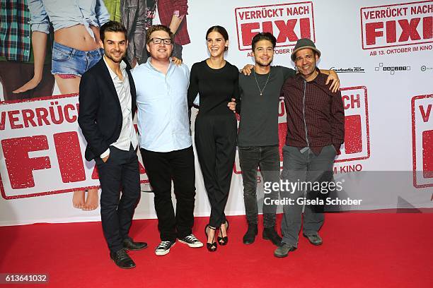 Lucas Reiber , Roland Schreglmann, Lisa Tomaschewsky, Jascha Rust and director Mike Marzuk during the premiere of the film 'Verrueckt nach Fixi' at...