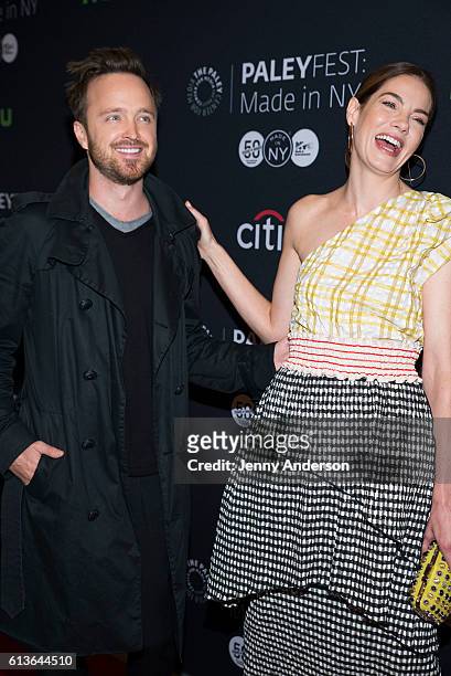 Aaron Paul and Michelle Monaghan attend PaleyFest New York 2016 to dicuss their TV show "The Path" at The Paley Center for Media on October 9, 2016...