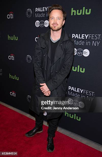 Aaron Paul attends PaleyFest New York 2016 to dicuss his TV show "The Path" at The Paley Center for Media on October 9, 2016 in New York City.