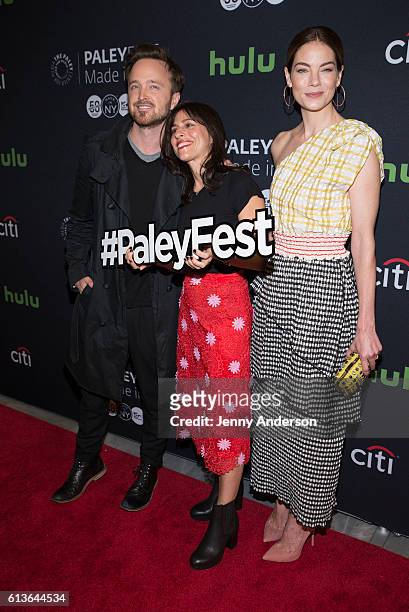 Aaron Paul, Jessica Goldberg and Michelle Monaghan attend PaleyFest New York 2016 to discuss their TV show "The Path" at The Paley Center for Media...