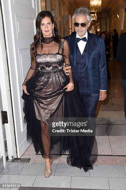 Opera singer Andrea Bocelli and his wife Veronica Berti attend the Klassik Echo 2016 on October 9, 2016 in Berlin, Germany.