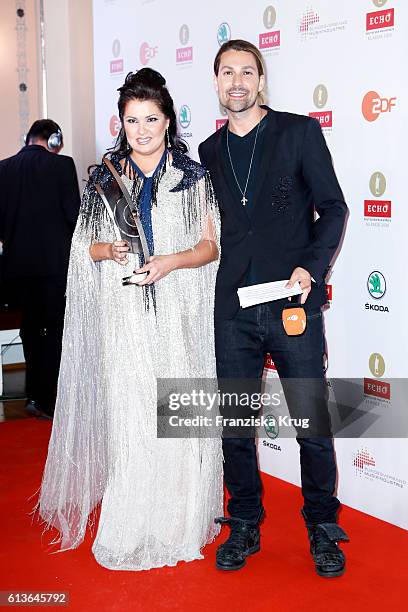 Opera Singer Anna Netrebko and David Garrett attend the ECHO Klassik 2016 at Konzerthaus Am Gendarmenmarkt on October 09, 2016 in Berlin, Germany.