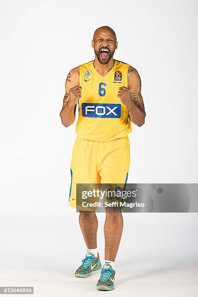 Devin Smith of Maccabi Fox Tel Aviv poses during the 2016/2017 Turkish Airlines EuroLeague Media Day at Menora Mivtachim Arena on October 5, 2016 in...