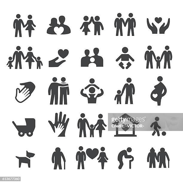 family relations icons - smart series - playful icon stock illustrations