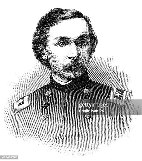 governor kemble warren - battle of gettysburg stock illustrations