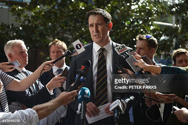 Cricket Australia chief executive James Sutherland speaks to the media ahead of the inquest into the death of Australian cricketer Phillip Hughes...