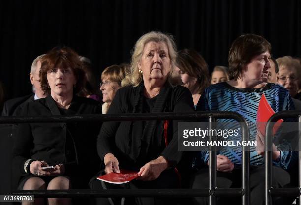 Kathleen Willey , Juanita Broaddrick and Kathy Shelton are seated for the second presidential debate between Republican presidential nominee Donald...