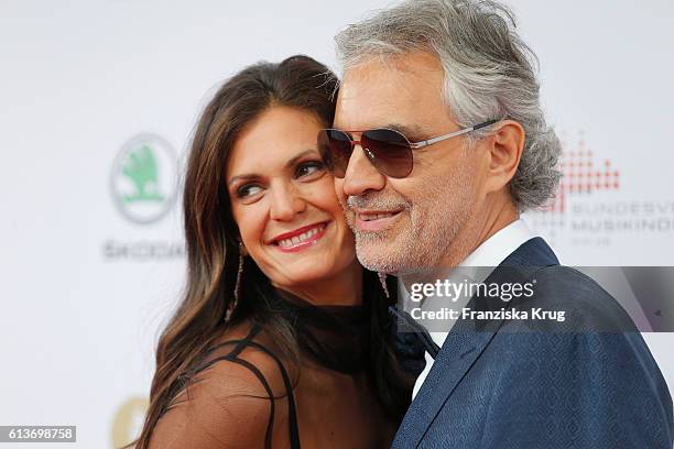 Opera singer Andrea Bocelli and partner Veronica Berti attend the ECHO Klassik 2016 at Konzerthaus Am Gendarmenmarkt on October 09, 2016 in Berlin,...