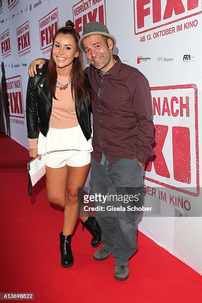 Tiger Kirchharz and director Mike Marzuk during the premiere of the film 'Verrueckt nach Fixi' at Mathaeser Kino on October 9, 2016 in Munich,...