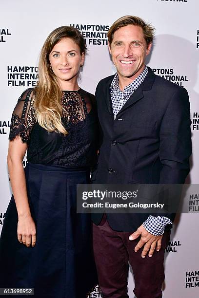 Nicole Delma and Jesse Spooner attend the Awards Dinner at the Hamptons International Film Festival 2016 at Topping Rose on October 9, 2016 in...