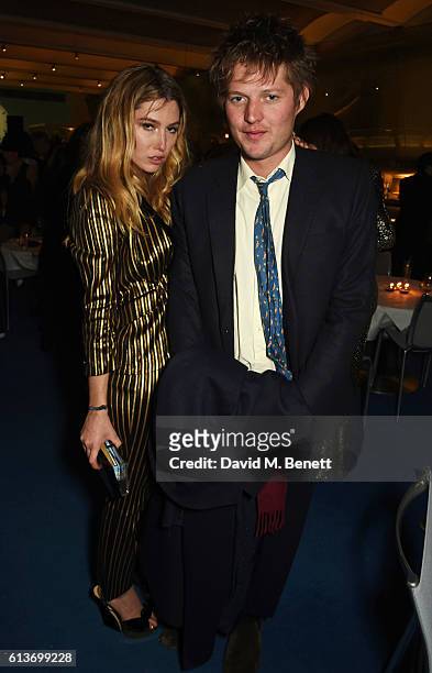 Daisy Boyd and Count Nikolai von Bismarck attend Dan Macmillan & Daisy Boyd's engagement party at River Cafe on October 9, 2016 in London, England.
