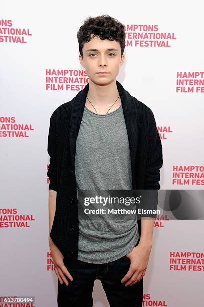 Actor Lucas Jade Zumann attends the red carpet of 20th Century Women screening during the Hamptons International Film Festival 2016 at Guild Hall on...