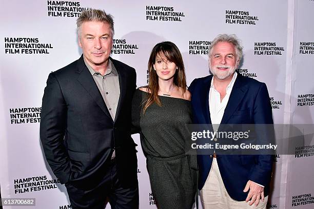 Alec Baldwin, Hilaria Baldwin and Randy Mastro attend the Awards Dinner at the Hamptons International Film Festival 2016 at Topping Rose on October...