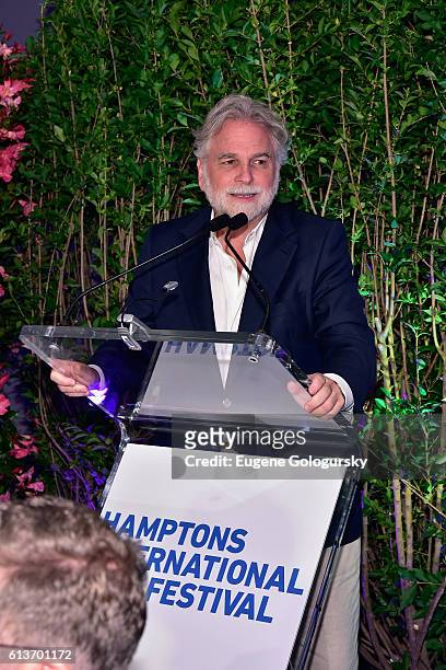 Co-Chairman Randy Mastro speaks at the Awards Dinner at the Hamptons International Film Festival 2016 at Topping Rose on October 9, 2016 in...
