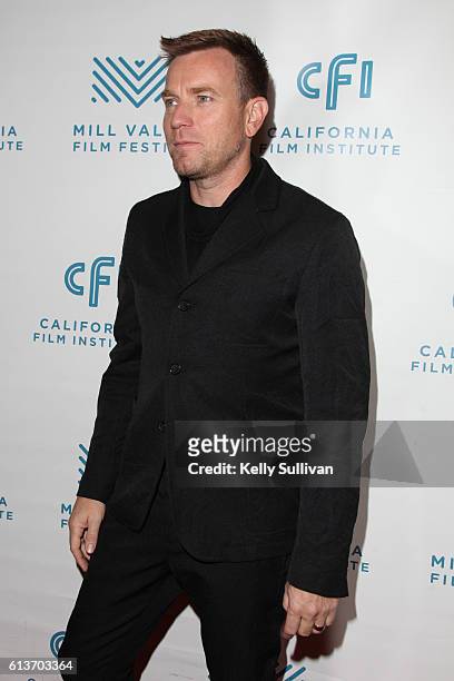 Ewan McGregor poses for photos on the red carpet at Christopher B. Smith Rafael Film Center on October 9, 2016 in San Rafael, California.