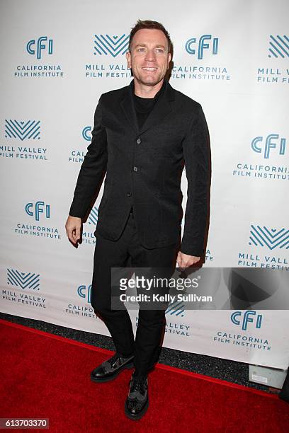 Ewan McGregor poses for photos on the red carpet at Christopher B. Smith Rafael Film Center on October 9, 2016 in San Rafael, California.