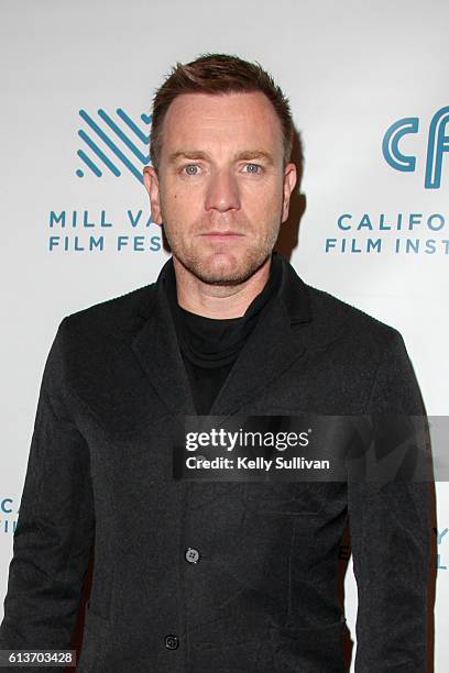 Ewan McGregor poses for photos on the red carpet at Christopher B. Smith Rafael Film Center on October 9, 2016 in San Rafael, California.