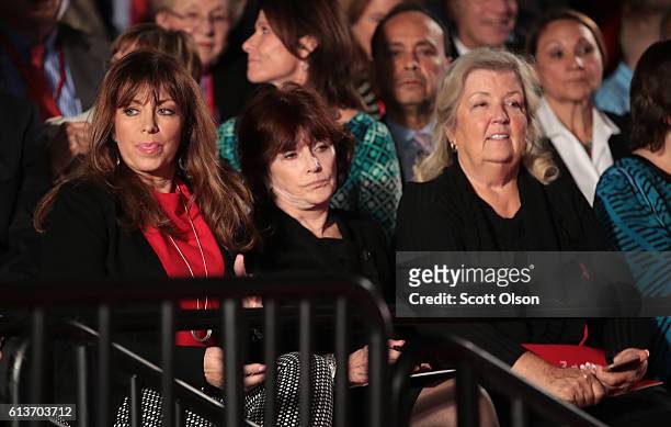 Paula Jones, Kathleen Willey and Juanita Broaddrick watch the town hall debate at Washington University on October 9, 2016 in St Louis, Missouri....