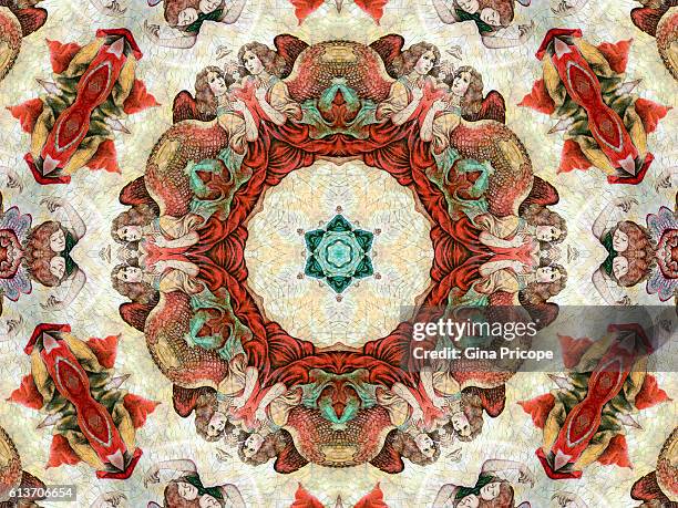 kaleidoscope effect of a painting religious subjects. - pintura de belas artes imagens e fotografias de stock