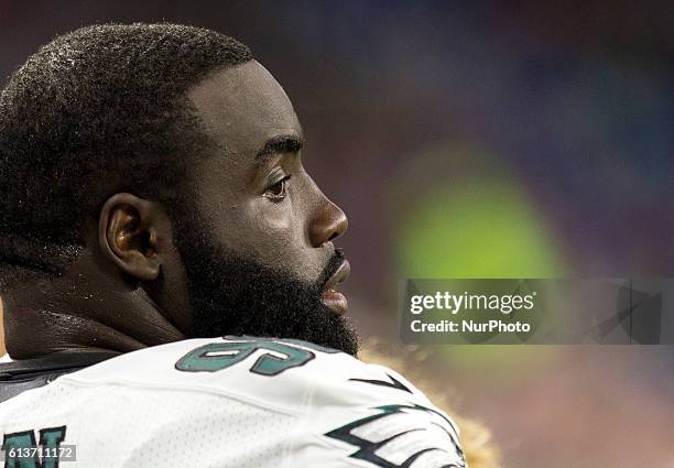 Philadelphia Eagles defensive tackle Bennie Logan is shown during the first half of an NFL football game against the Detroit Lions in Detroit,...