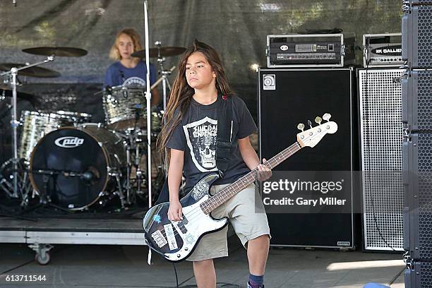 Tye Trujillo and Kai Neukermans of The Helmets perform in concert during the Austin City Limits Music Festival at Zilker Park on October 9, 2016 in...