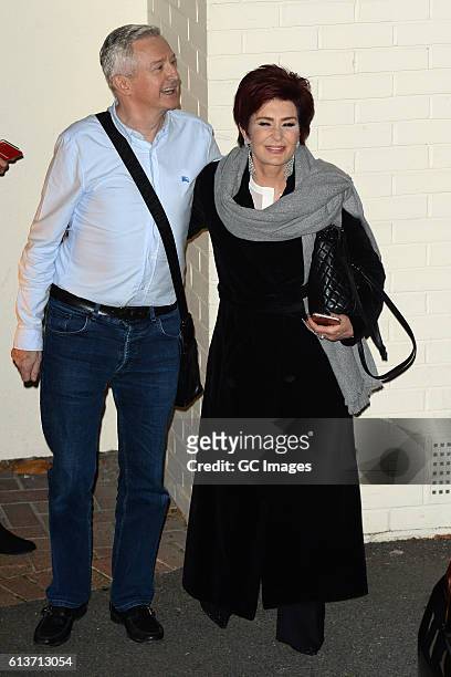 Louis Walsh and Sharon Osbourne seen leaving the Fountain Studios after X Factor on October 9, 2016 in London, England.