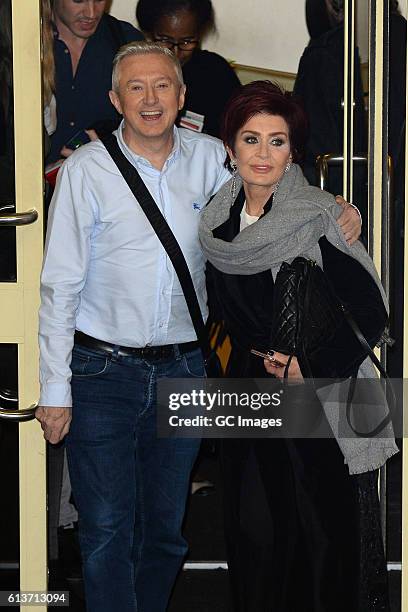 Louis Walsh and Sharon Osbourne seen leaving the Fountain Studios after X Factor on October 9, 2016 in London, England.