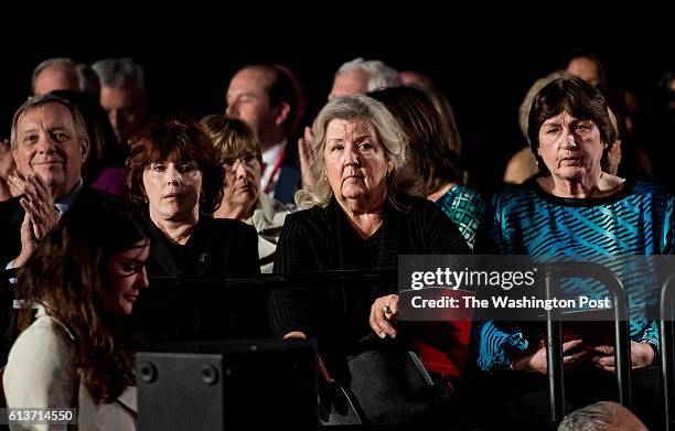 Three women who accused Bill Clinton of sexual misconduct; Juanita Broaddrick, Kathleen Wiley, and Kathy Shelton, watch the second Presidential...