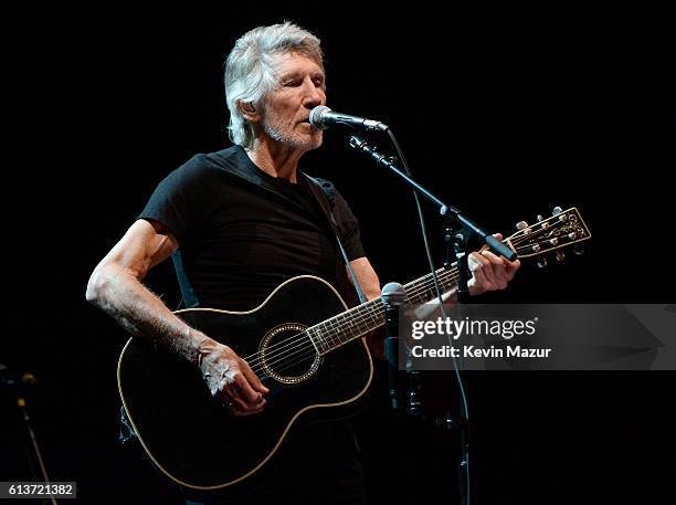 Musician Roger Waters performs during Desert Trip at The Empire Polo Club on October 9, 2016 in Indio, California.