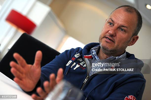 German chef Frank Rosin reacts during a interview in his restaurant "Rosin", on April 1, 2012 in Dorsten, western Germany. The restaurant Rosin got...