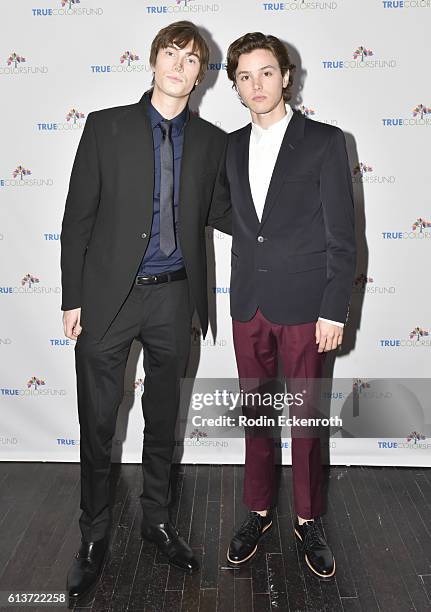 Actors James Paxton and Tyler Young attend Cyndi Lauper's True Colors Fund Inaugural "Damn Gala" at Hollywood Athletic Club on October 9, 2016 in...