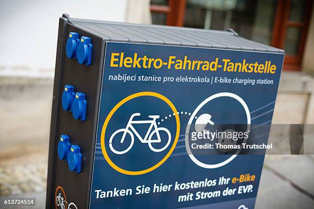 Pirna, Germany Close-up of a charging station for e-bikes on October 02, 2016 in Pirna, Germany.