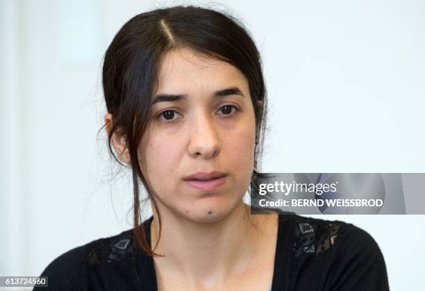 Yezidi's Nadia Murad gives an Interview in Stuttgart, southern Germany on September 12, 2016. Murad was taken from her home village of Kocho near...