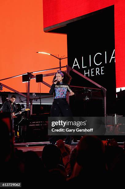 Alicia Keys performs in Times Square on October 9, 2016 in New York City.