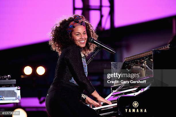 Alicia Keys performs in Times Square on October 9, 2016 in New York City.