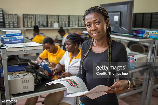 Accra, Ghana Girls Vocational Training Institute, a vocational school in which African girls are trained in electrical engineering. Here an...