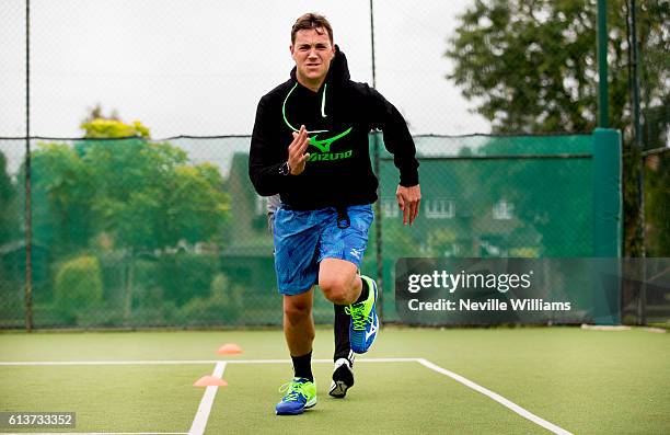 British tennis player Marcus Willis trains at the Warwick Boat Club as he gets ready to play for a winner-take-all prize of $250,000 at Tie Break...