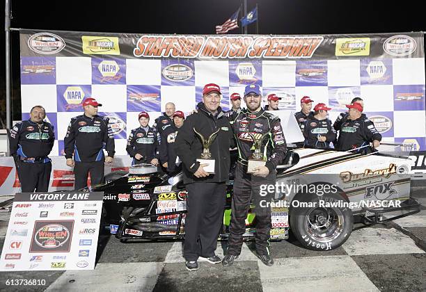 Doug Coby, driver of the Dunleavy Repair/A&J Romano Const with team owner Mike Smeriglio III in Victory Lane after winning the 44th Annual NAPA Auto...