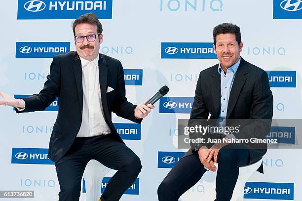 Joaquin Reyes and Diego Simeone attends 'Hyundai IONIQ' presentation on October 10, 2016 in Madrid, Spain.