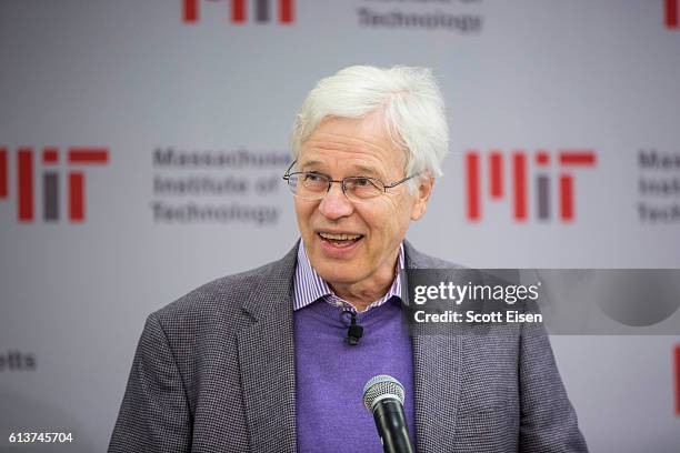 Professor Bengt Holmstrom during a press conference at MIT announcing his shared Nobel Prize in Economics with Harvard Professor Oliver Hart on...