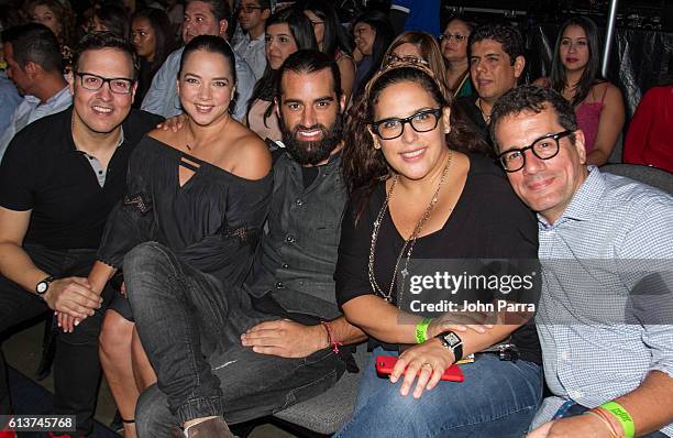 Raul Gonzalez, Adamari Lopez, Toni Costa, Angelica Vale and Otto Padron attend Sin Bandera Concert Tour In Miami at American Airlines Arena on...