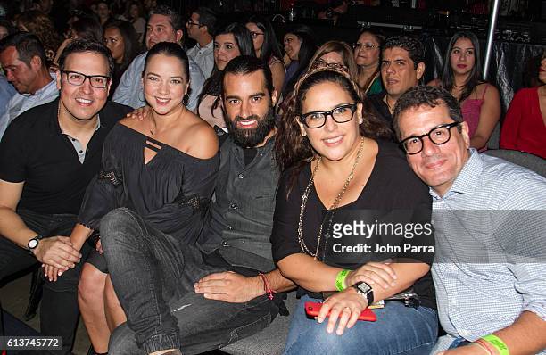 Raul Gonzalez, Adamari Lopez, Toni Costa, Angelica Vale and Otto Padron attend Sin Bandera Concert Tour In Miami at American Airlines Arena on...