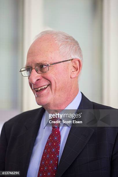 Harvard Professor Oliver Hart following a press conference at Harvard announcing his shared Nobel Prize in Economics with MIT Professor Bengt...