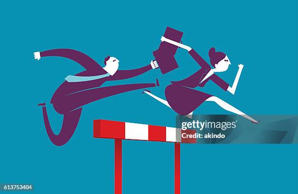 ilustraciones, imágenes clip art, dibujos animados e iconos de stock de vallista de negocios - hurdling track event