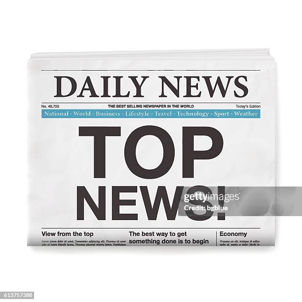 top news! headline. newspaper isolated on white background - topnews stock illustrations