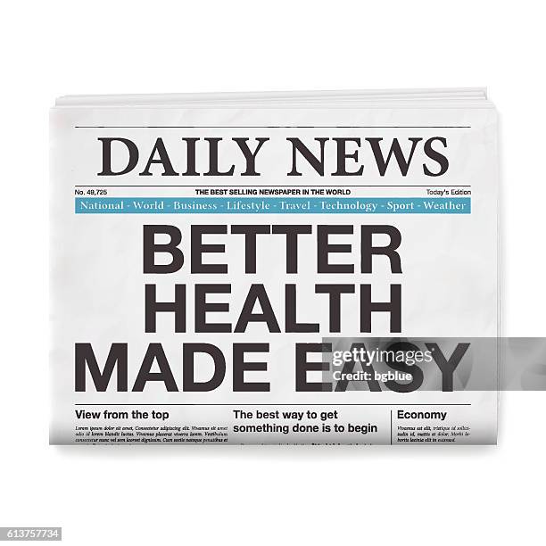 better health made easy headline. newspaper isolated on white background - piece of cake white background stock illustrations
